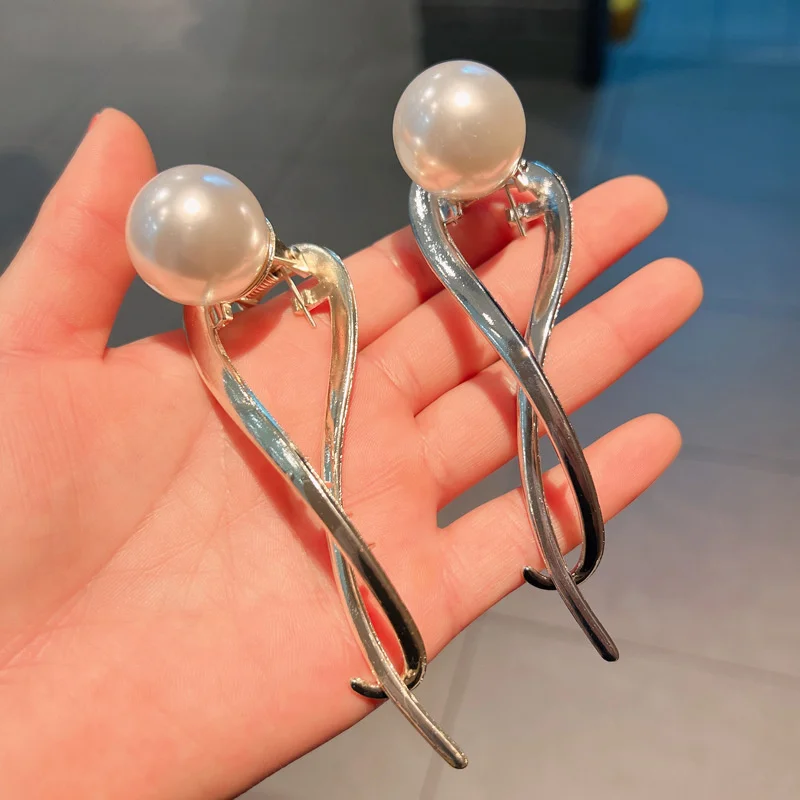 Koreanische Metall Geometrische Perle Haar Clips Haarnadeln Mode Süße Pferdeschwanz Clip Barrettes Grips Headwear Frauen Haar Zubehör – Detail 7