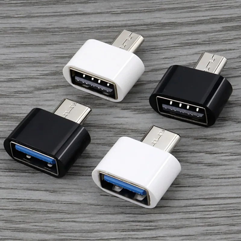 50PCS Mini OTG Phone Adapter USB to Type C Micro USB Jack Splitter Connector Sync Charger Converter for Samsung Huawei Xiaomi