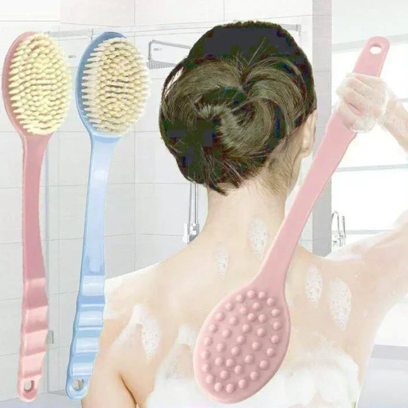 Exfoliating Bath Brush Silicone Back Scrubber with Detachable Handle Suction Cup Waterproof Bathroom Products