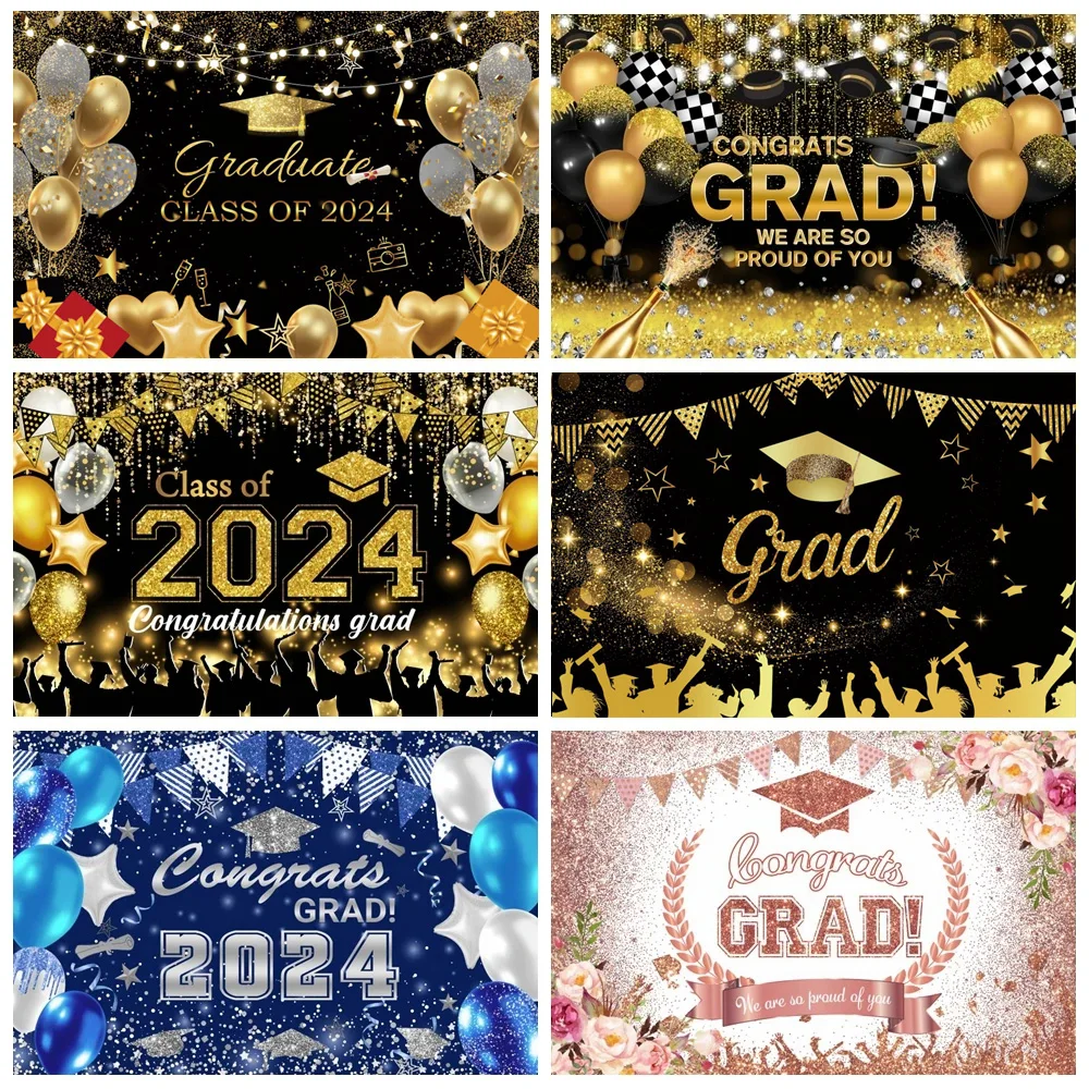 Graduation Banner 2024 - 'Congrats You Did It' Party Decor | Pink Glitter Class Of 2024 Supplies