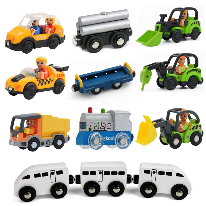 

Wooden Train Set Accessories Toy Cars Wooden Track Toy Car Compatible with All Major Brands Gift for Toddlers and Kids