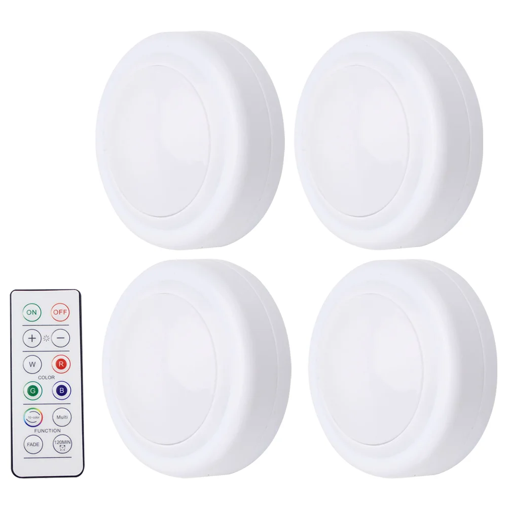 

4 Pcs Remote Control Night Light Cabinet Lights Puck Operated with Powered under LED Touch