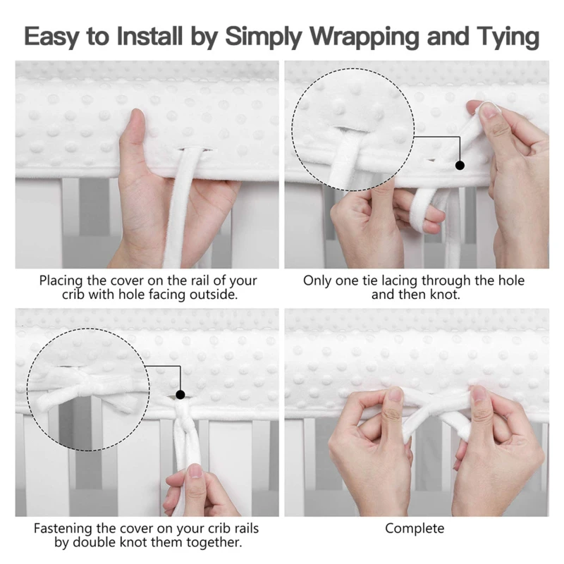 Crib Bumper 3Pcs Infrant Crib Rail Protection Wrap Newborn Baby Anti-bite Bed Fence Safety Guardrail Cover Protective Strip Soft Edge
