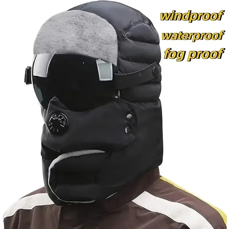 Balaclava Hat Winter Hat Fashion Hat Outdoor Winter Fashion Warm Hat Men Winter Thicken Ski Hats for Women Windproof Hood Hat Cycling Cap Balaclava with Goggles