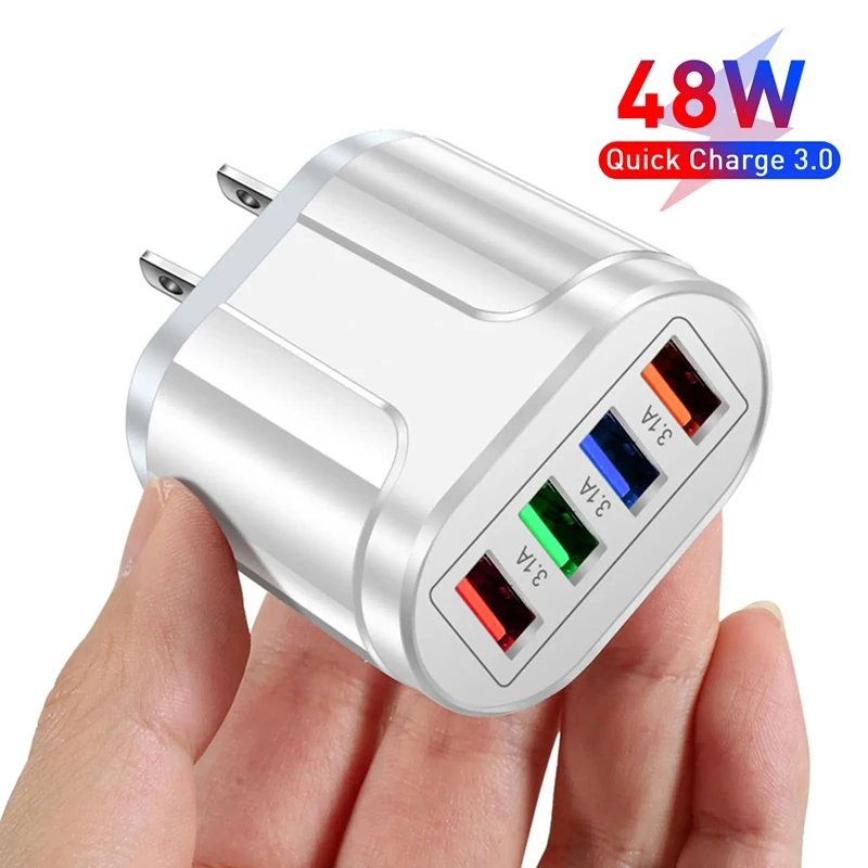 48W USB Charger Fast Charge Quick Charger 3.0 Wall Charging For iPhone Samsung Xiaomi Mobile 4 Ports EU US Plug Adapter Travel