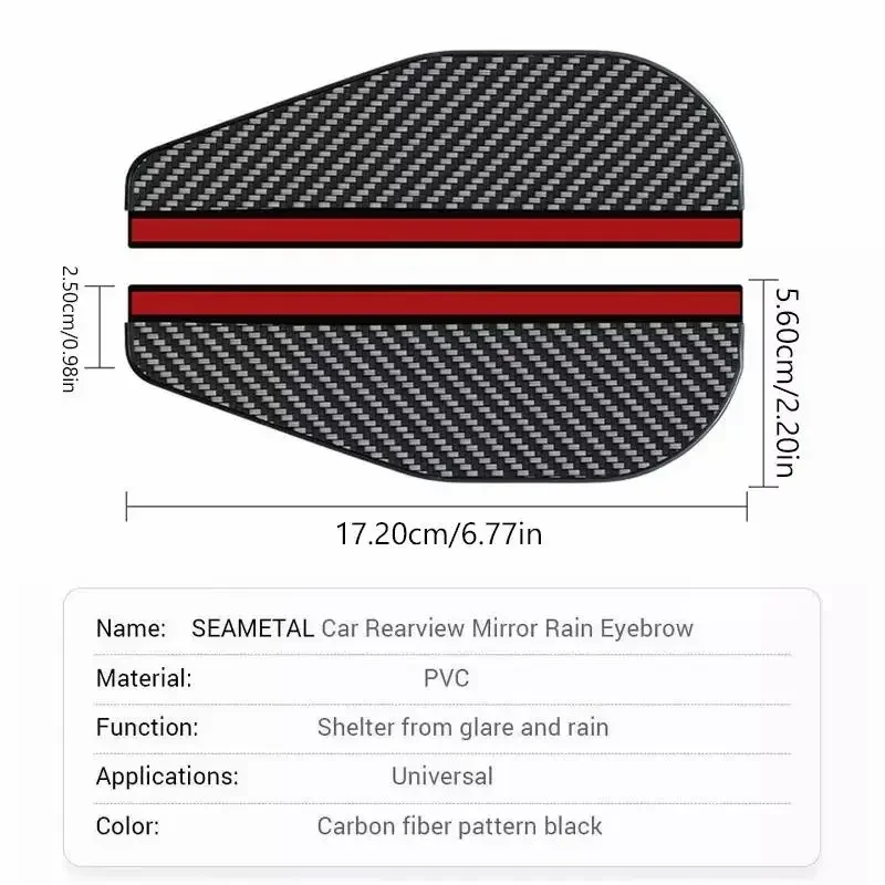 2PCS Car Rearview Mirror Rain Eyebrow Carbon Fiber Stickers Universal Car Rain Shield Reversing Mirror Cover Accessorie