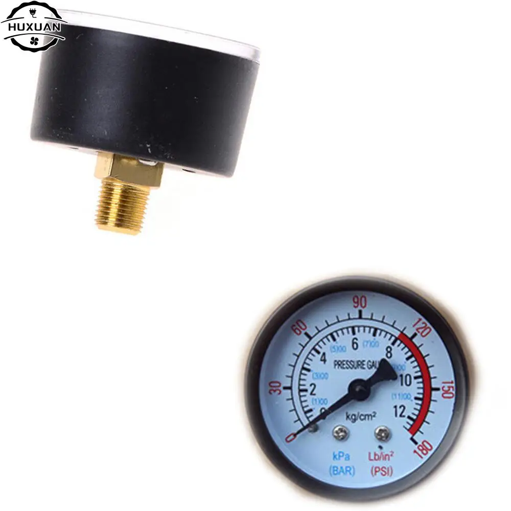 Air Compressor Pneumatic Hydraulic Fluid Pressure Gauge 0-12Bar 0-180PSI Pressure Gauge