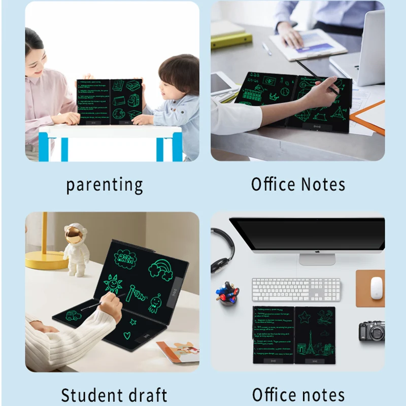 14.3-inch Folding Screen  LCD Superfine Handwriting Writing Board Meeting Magnetic to Eras Drawings Tablet Split screen 4