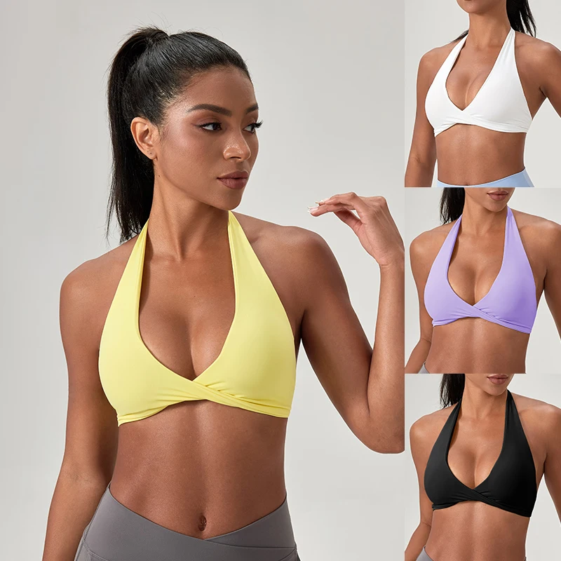 Sports Yoga Bra for Women Halter Neck with Stylish Back Design Sexy Gym Bra for Running Fitness Sports Bras Sports & Entertainment