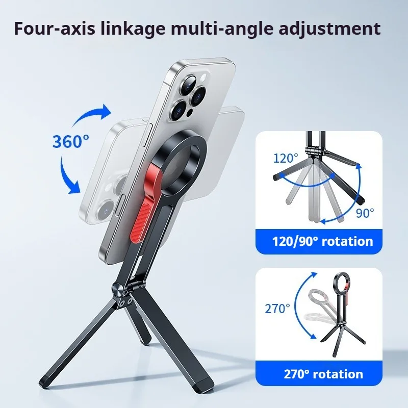 Eary Magnetic Selfie Stick Tripod for iPhone Foldable Mini Travel Phone Stand Holder Compatible with MagSafe for Video Recording