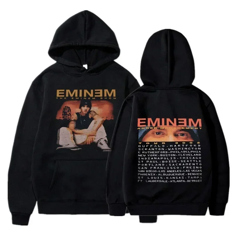 Винтажная Толстовка Eminem Woede Tour 2002 с капюшоном в стиле Харадзюку, толстовки с изображением Рика, Мужская одежда для весны и лета