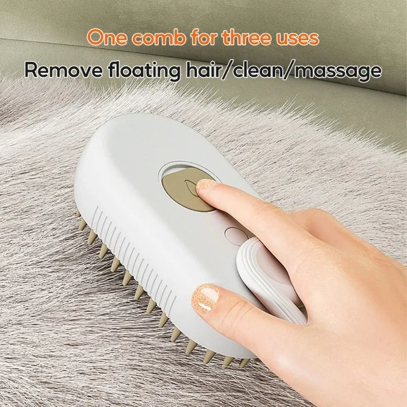 3 In 1 Electric Steam B Cat And Dog Cleaning Spray Massage Grooming Comb Retractable Handle Pet Hair Removal_voghion.com