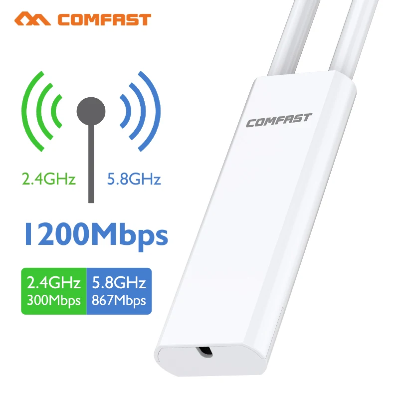 NEWFAST NF-A882 Outdoor WiFi Access Point - AC1200 Dual Band, IP66 Waterproof, 3 Gigabit Ports, PoE Powered For Long Range Coverage