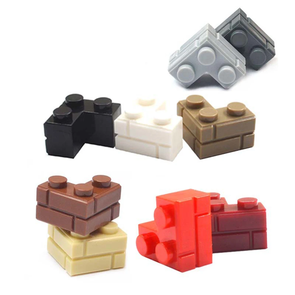 Puzzle toys building blocks toys Wall striped bricks MOC 2+1 right angle corner L-shape building blocks toys palace castle figures military house transparency