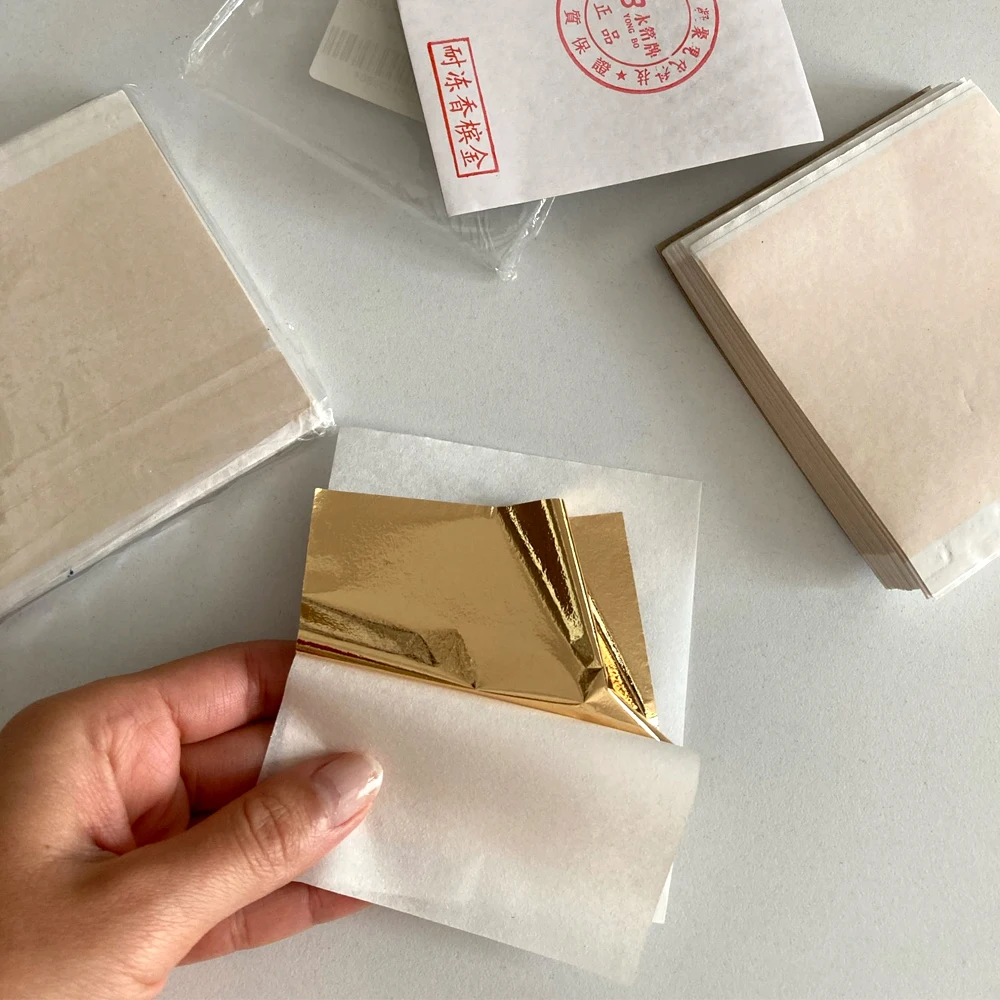 Description Picture 5 of item100pcs Imitation Gold Sliver Copper Foil Paper DIY Resin Candle Plaster Craft Leaf Flake Gilding Sheets Art Nail Home Decoration