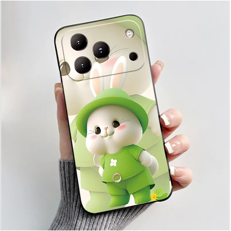 Luxury Cute Love Rabbit Black Silicone Soft Back Cover Case