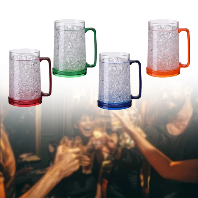Jarra De Cerveza Congelable FmtwPhn - Taza Doble Pared Con Capa De Hielo, 14.7cm De Alto, Enfría Bebidas Rápidamente
