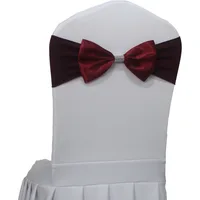 10pcs/50pcs Wedding Satin Chair Sash Elastic Stretch Spandex Chair Bow Band for Banquet Hotel Birthday Party Chairs Decoration 2