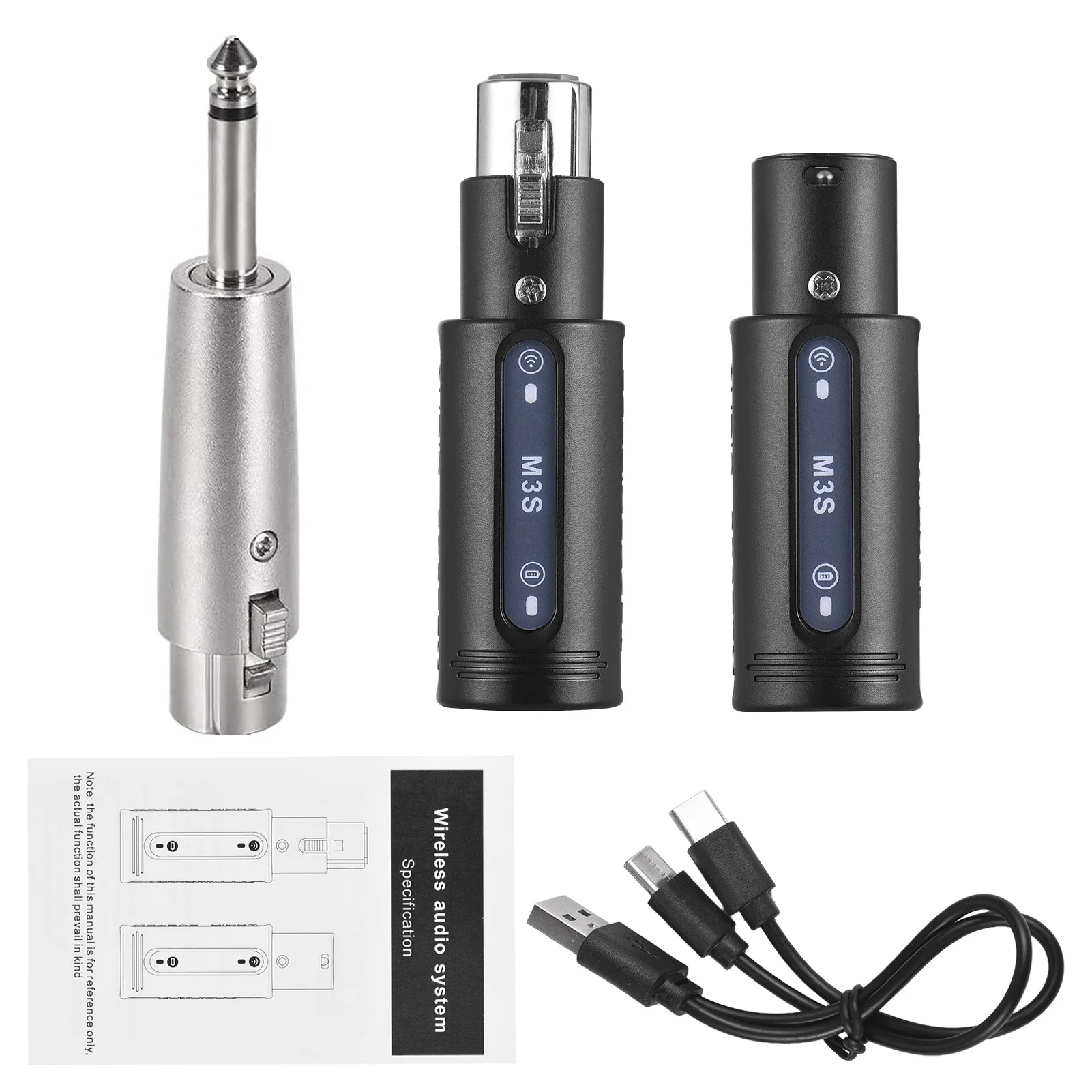 2.4G Microphone Wireless Transmitter Receiver Rechargeable Wireless Mic System Built-in Gain Effects Xlr Transmitter Receiver