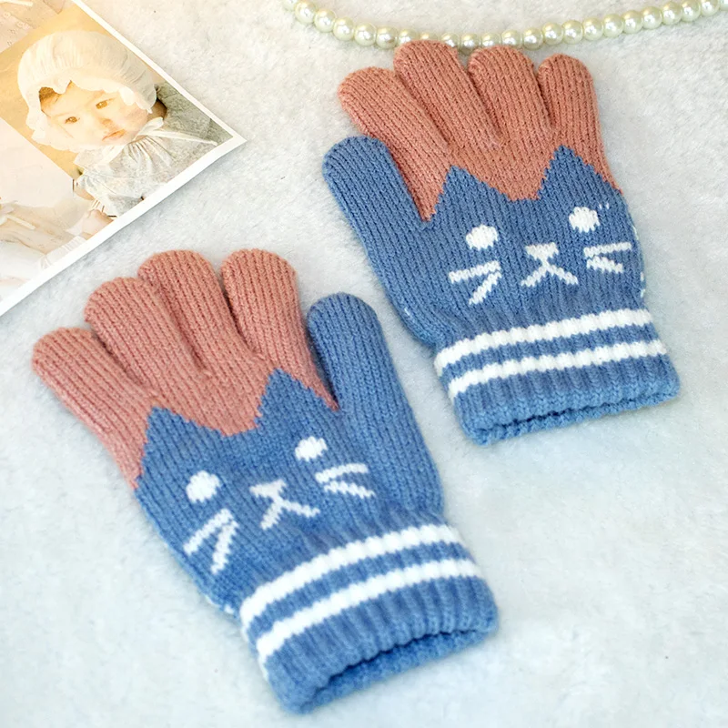 Children Gloves Thickened warm knitted gloves for children aged 5-12 winter outdoor cycling and writing gloves for students