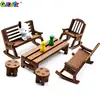 1：12 Dollhouse Mini Park Table Chair Miniature Bench Stool Rocking Chair Dolls House Furniture Accessories Kids Pretend Play Toy 2