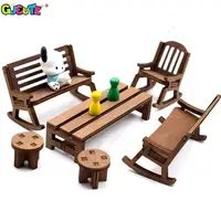 1：12 Dollhouse Mini Park Table Chair Miniature Bench Stool Rocking Chair Dolls House Furniture Accessories Kids Pretend Play Toy 2