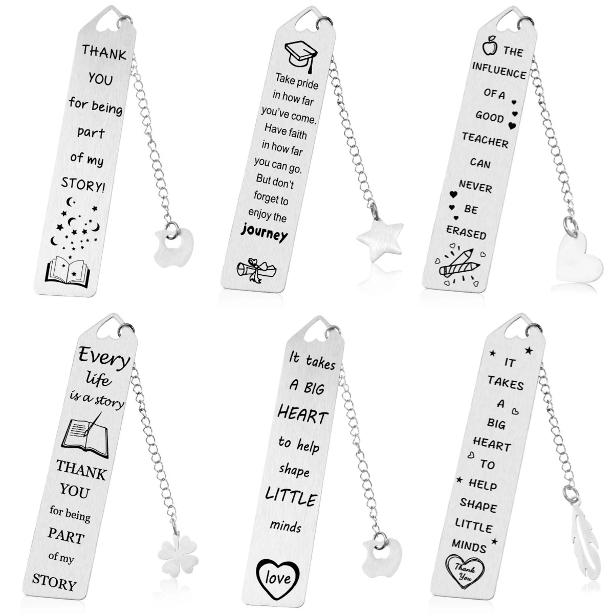 

Stainless Steel Bookmarks Reading Book Page Holder Paper Marker Student Stationary Teacher's Gift