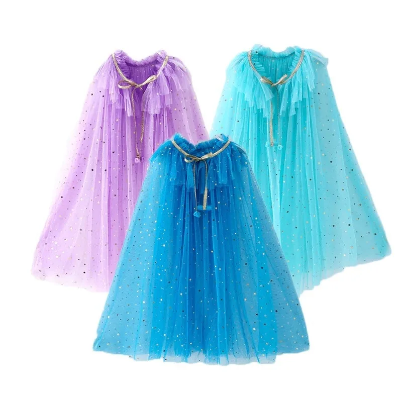 Princess Glitter Multicolor Sequins Shawl Shiny Girl Fairy Cape Cloak Fairy Cape Christmas Costume Party Halloween Kids Clothes kids shawl