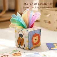 Baby Montessori Rattle Toy Cotton Animal Tissue Box Kid Finger Exercise Cloth Busy Box Toy Baby Educational Activity Sensory Toy 6
