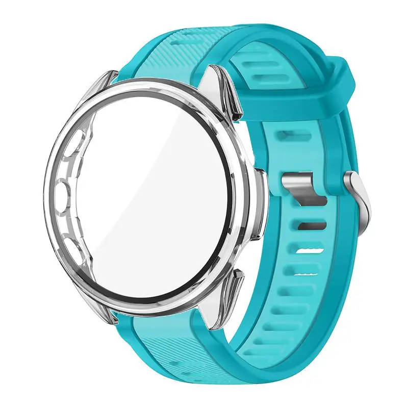 Premium Tempered Glass Case with Silicone Strap - Protective Cover and Replacement Band Accessories