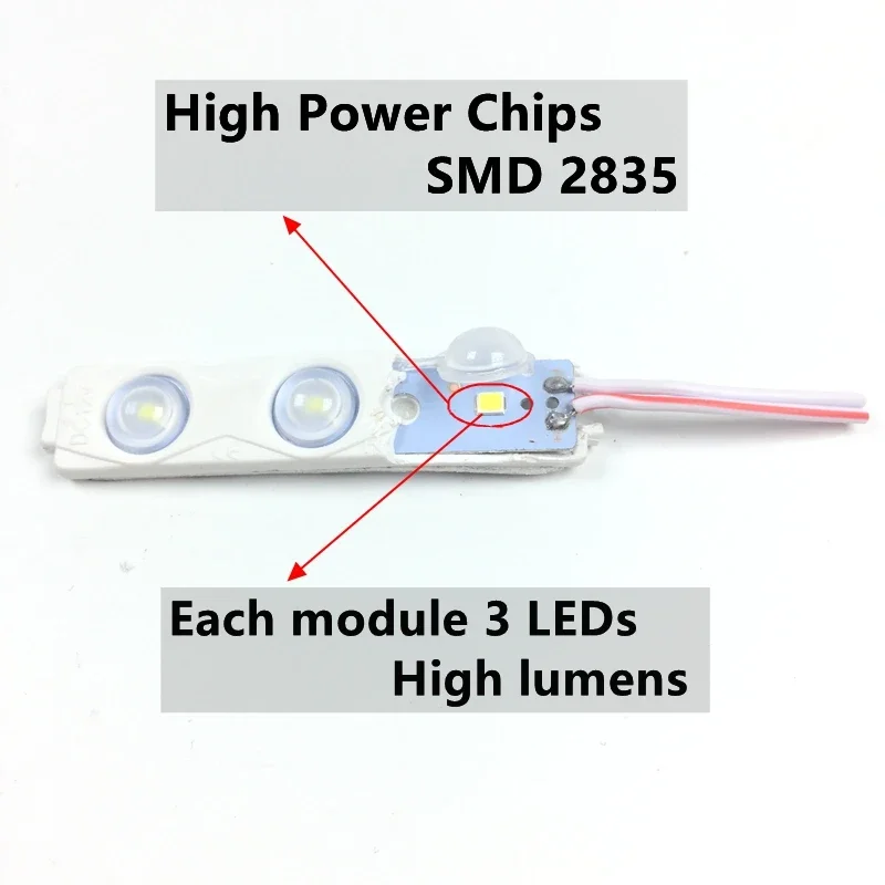 10pcs/lot NEW 2835 3LED injection led module 12V lens Waterproof IP65 160 degree 1.5W white LED sign shop banner brighter led modules,led module