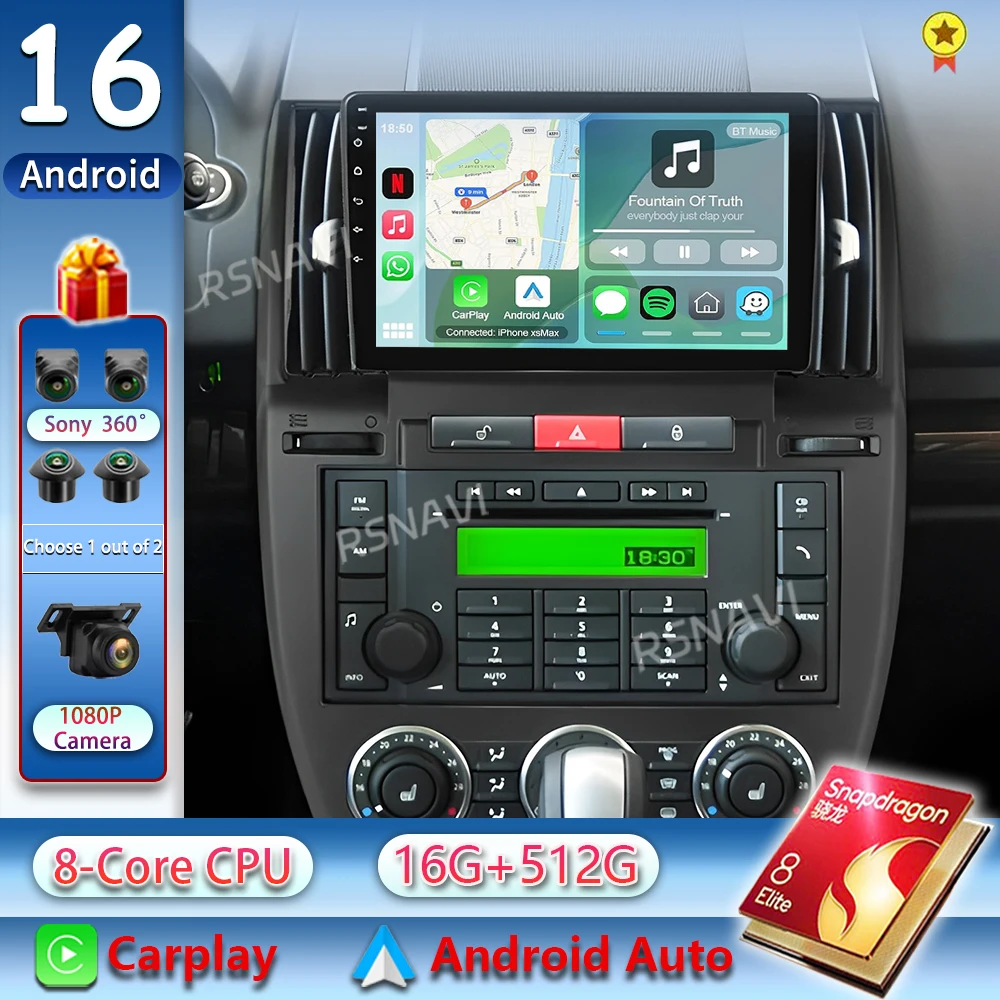 Radio para Auto Android 16 para Land Rover Freelander 2 2006 - 2012, Carplay, Auto DSP, Multimedia, Cámara 360, Reproductor de Video BT 2 Din, Estéreo 1