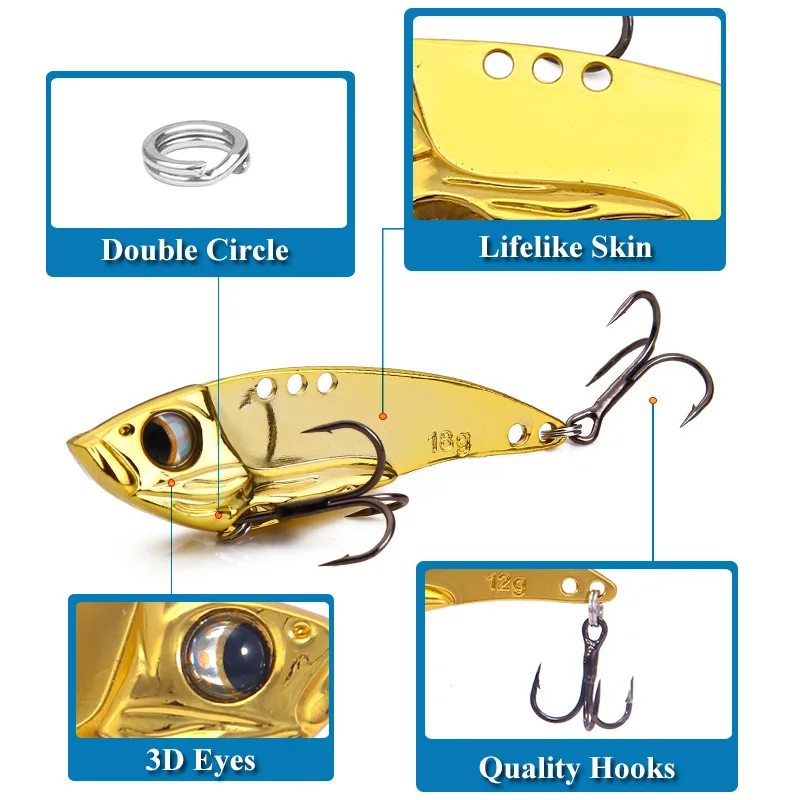 Thekuai 3.5g 7g 12g Metal Vib Fishing Lure Trolling Rotating Spoon Wobbler  Sinking Hard Bait With Sequin Pesca For Bass Pike - AliExpress