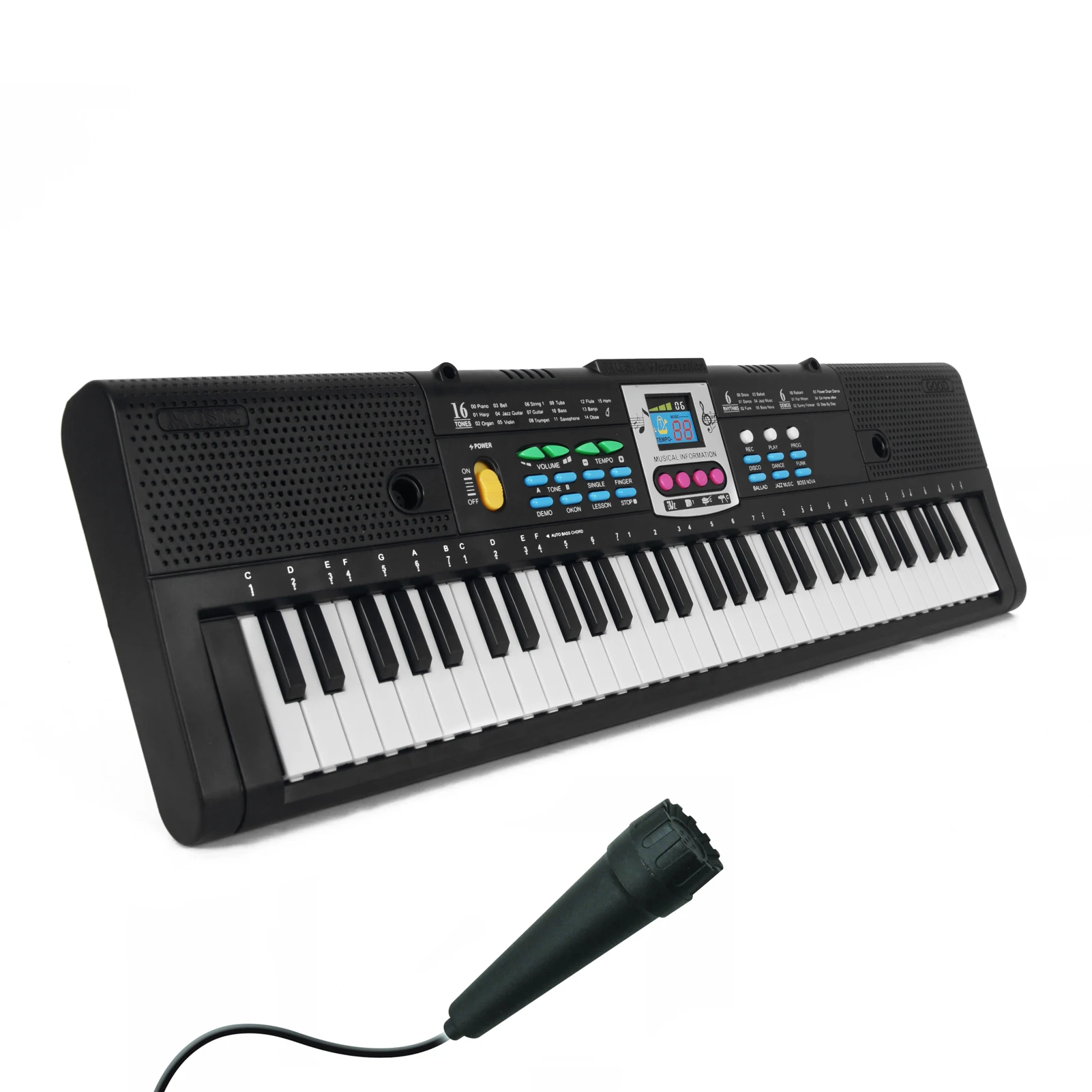 Electronic Musical Instrument 61 Keys Digital Multifunctional Electric Piano Electronic Keyboard with Microphone Function for Kids Student