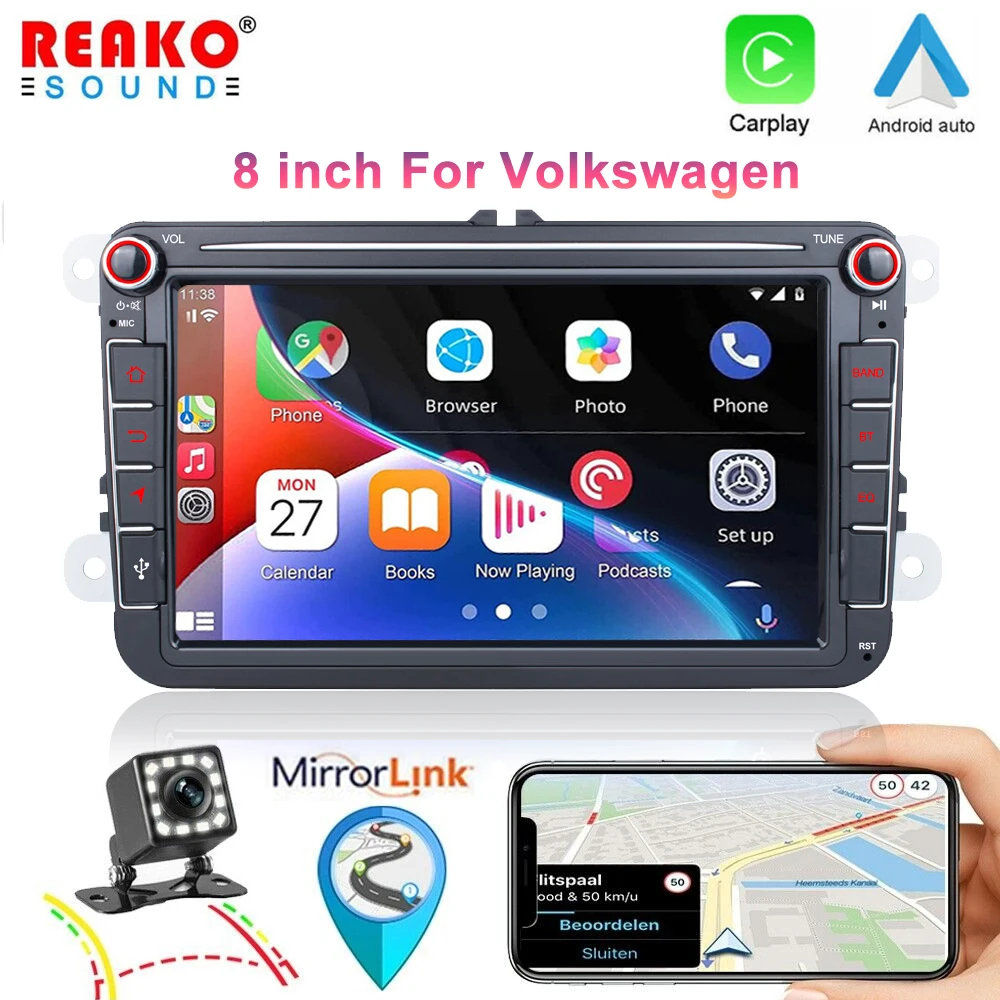

Автомобильный мультимедийный видеоплеер 2 Din, Android 12, Carplay, GPS, Wi-Fi, для VW/Volkswagen, Skoda Octavia, golf 5, 6