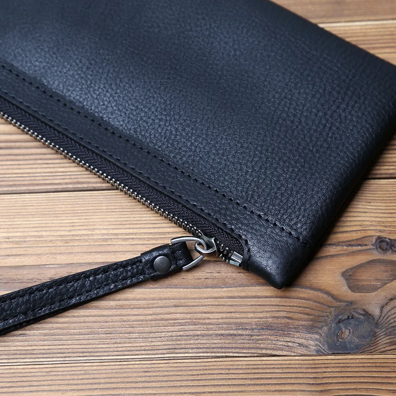 Leather Men's Wallet Natural Cowhide Clutch Bag Long Bank Card Bag Large Capacity Coin Purse Casual Men's Mobile Phone Bag NZPJ