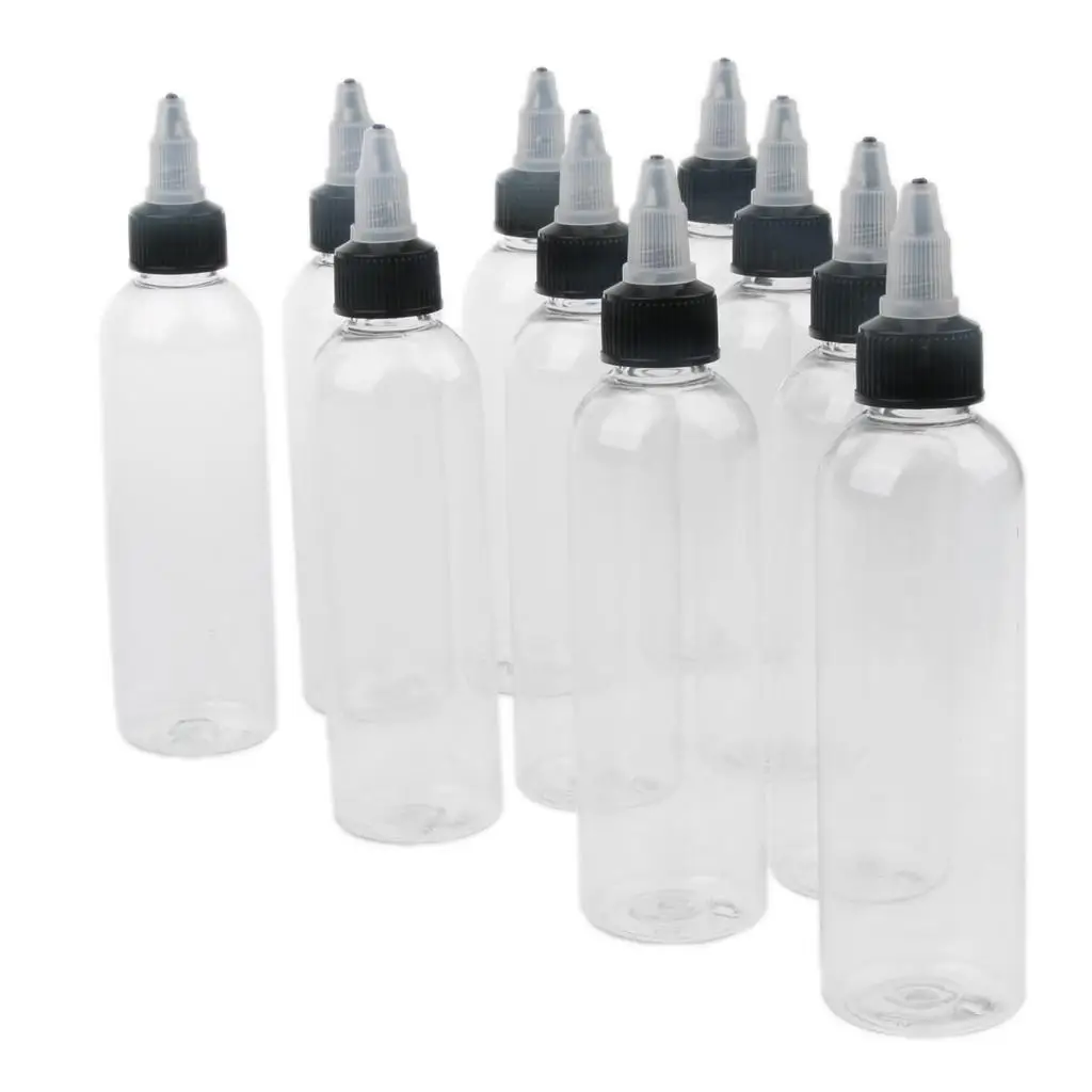 어플리케이터 포함 플라스틱 빈 병, 깍지 디자인, 액체 드립 및 주입이 용이, 10 개, 4oz(120mL)