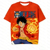 Nouvel ensemble pyjama Luffy 2026 – T-shirt et short de nuit à motif tête de mort anime pour hommes, femmes et enfants – Collection été 3