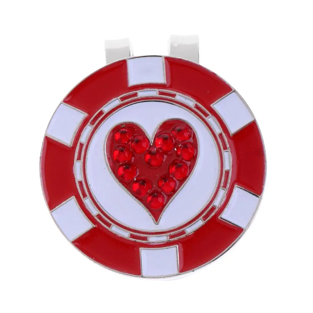 Sturdy Heart Pattern Magnetic Golf Ball Marker Clip On Golf Cap Visor Gift Red