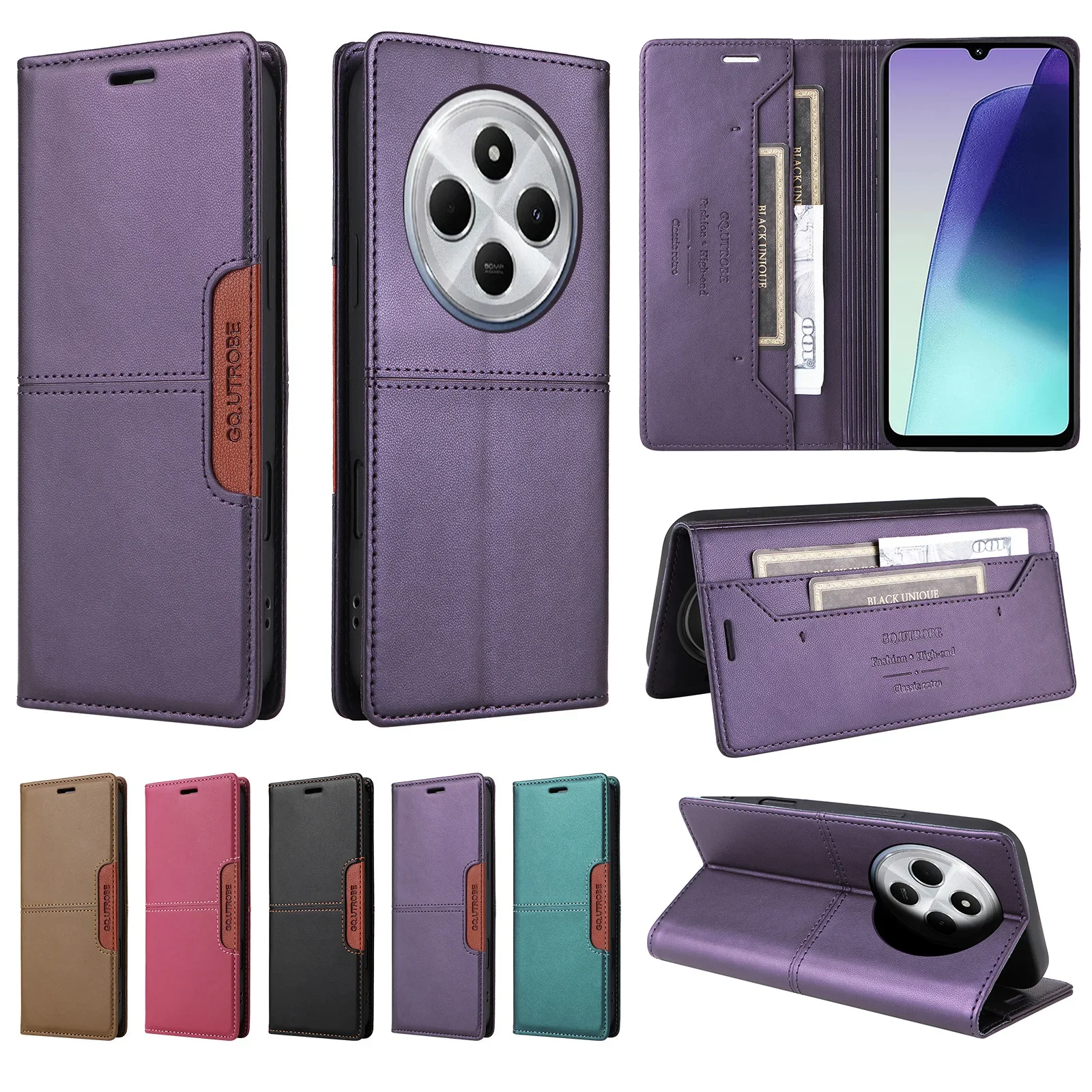 Business-Leder-Handyhülle für XiaoMi Redmi Note 17 15 14 13 Pro Plus + 12 11S 10 9S Pro 14C 13C A3 Magnetische Flip-Brieftaschenhülle – Detail 5