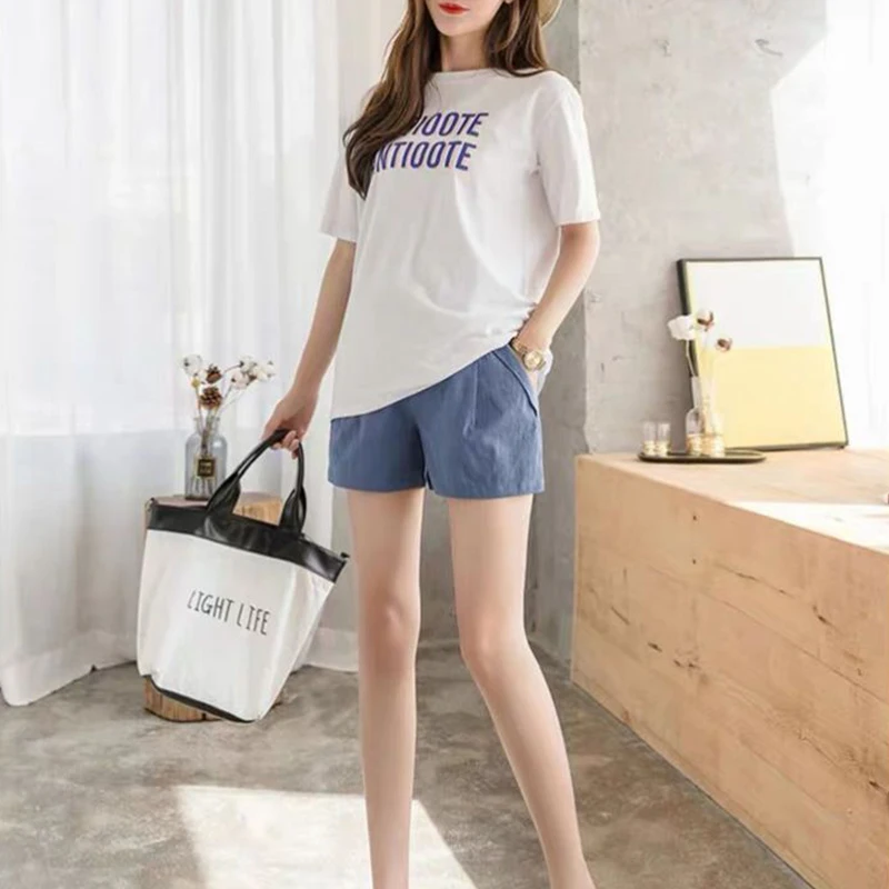 Summer Maternity Shorts Solid Color Flat Edge High Waist Elasticity Pants Nursing For Pregnant Woman Pregnancy Underpants