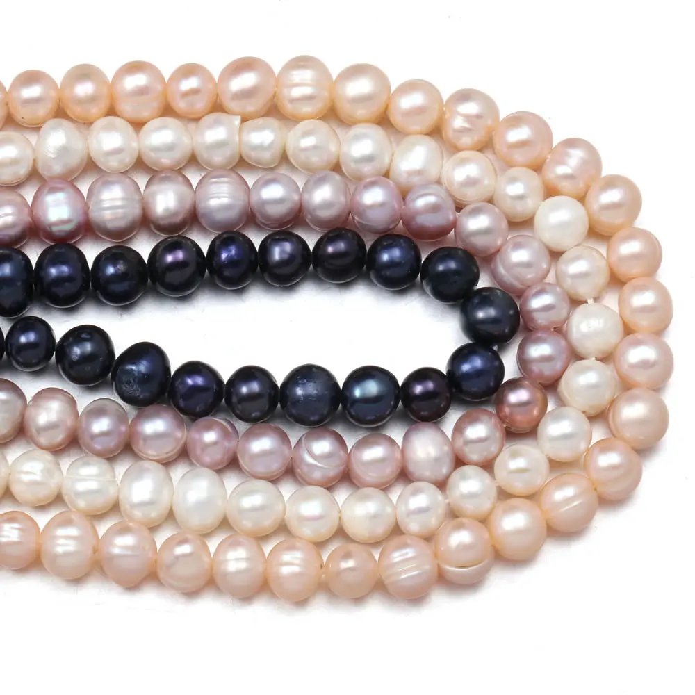 

6-7mm Irregular Round Natural Freshwater Pearl White Pink Loose Spacer Beads for Jewelry Making DIY Necklace Bracelet Accessory