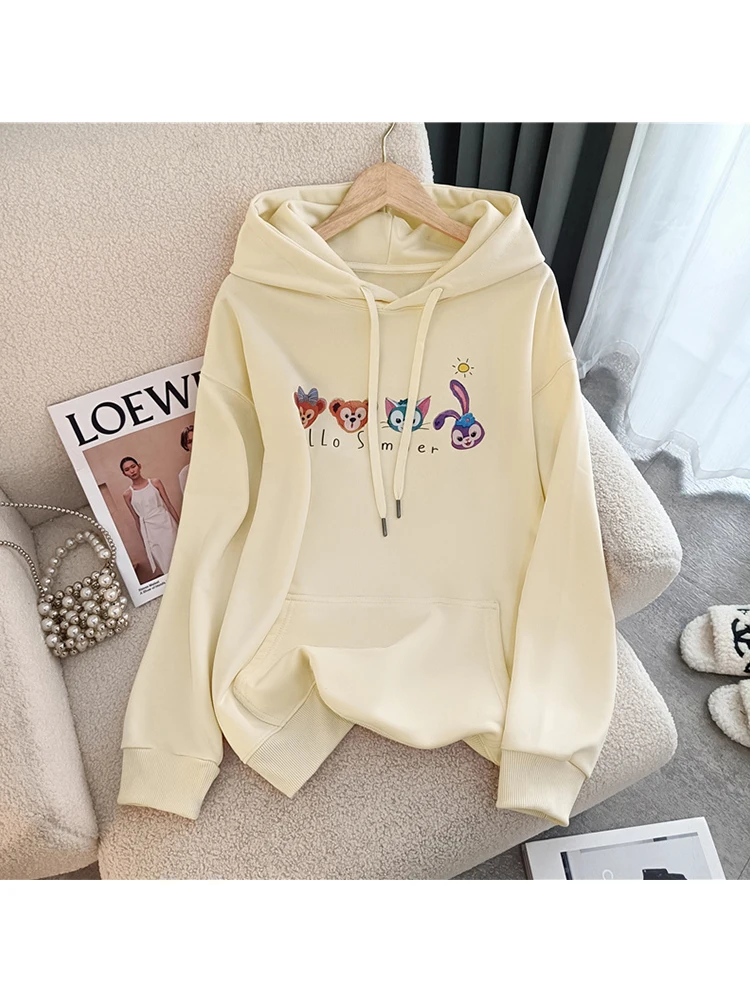 

Spring Autumn Fashion Wild Hooded Hoodie Sweater Women Cartoon Printing Jacket Tops Hoodies Clothes Loose Casual Pullover
