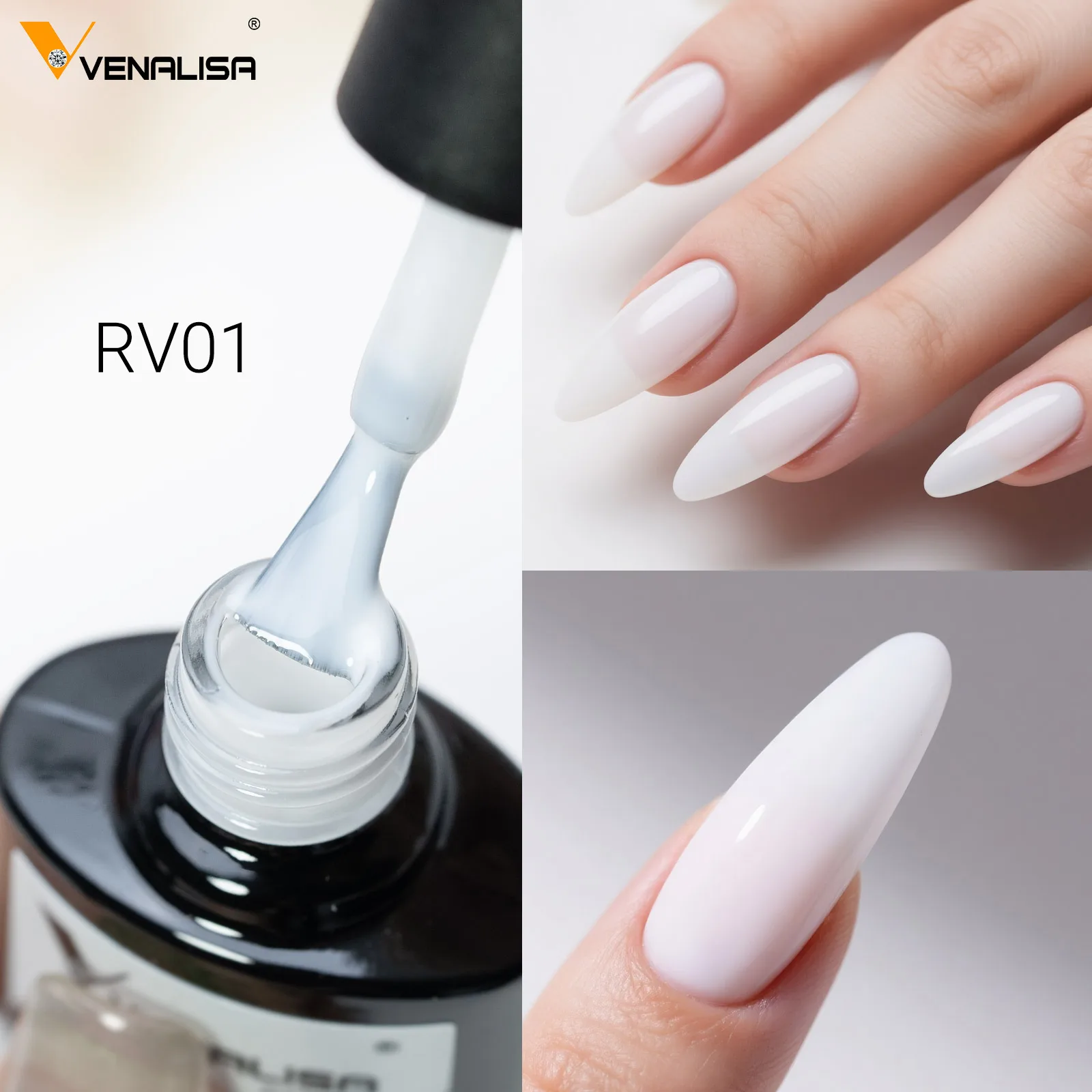 VENALISA Gummi-Basislack, Farbe für Nagelgel, Gelee, halbtransparent, für französische Nägel, Camouflage, Soak Off UV-LED-Nagelgel-Lack – Detail 10