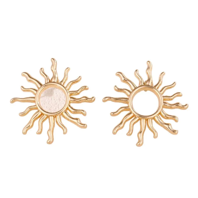Boho-Chic Sunflower Golden Stud Earrings for Women Simple Fashion Hollow Circle Design Earring Jewelry Gifts