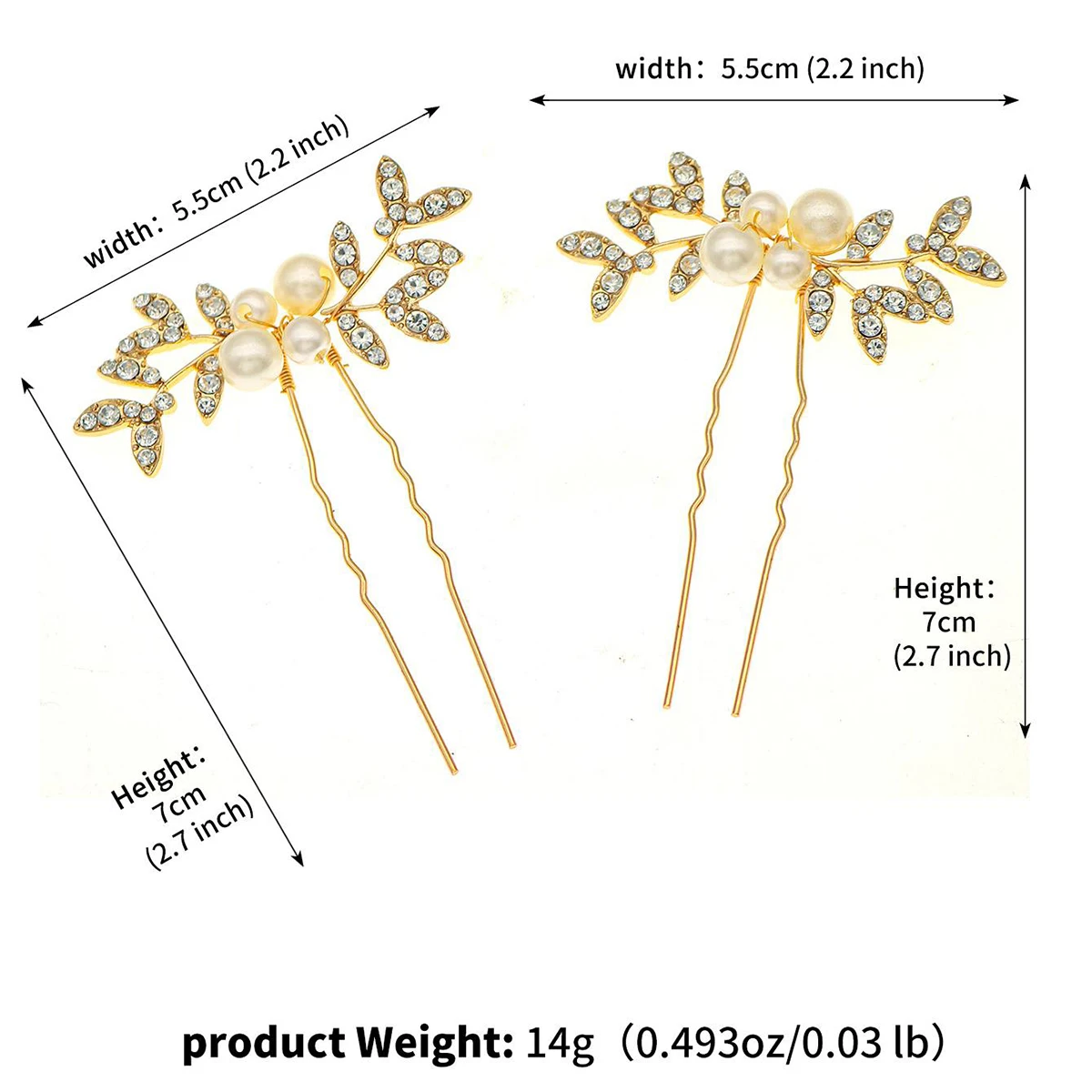 Bridal Hair Accessories Fashion Pearl Crystal Hairpins Bridal Tiara Hair Accessories U-shaped Pin Metal Barrette Wedding Party Hair Clips For Women