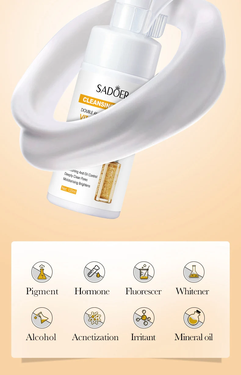 Saoder Vitamin C Face Wash Foam Cleansing Mousse For Bright Skin_voghion.com
