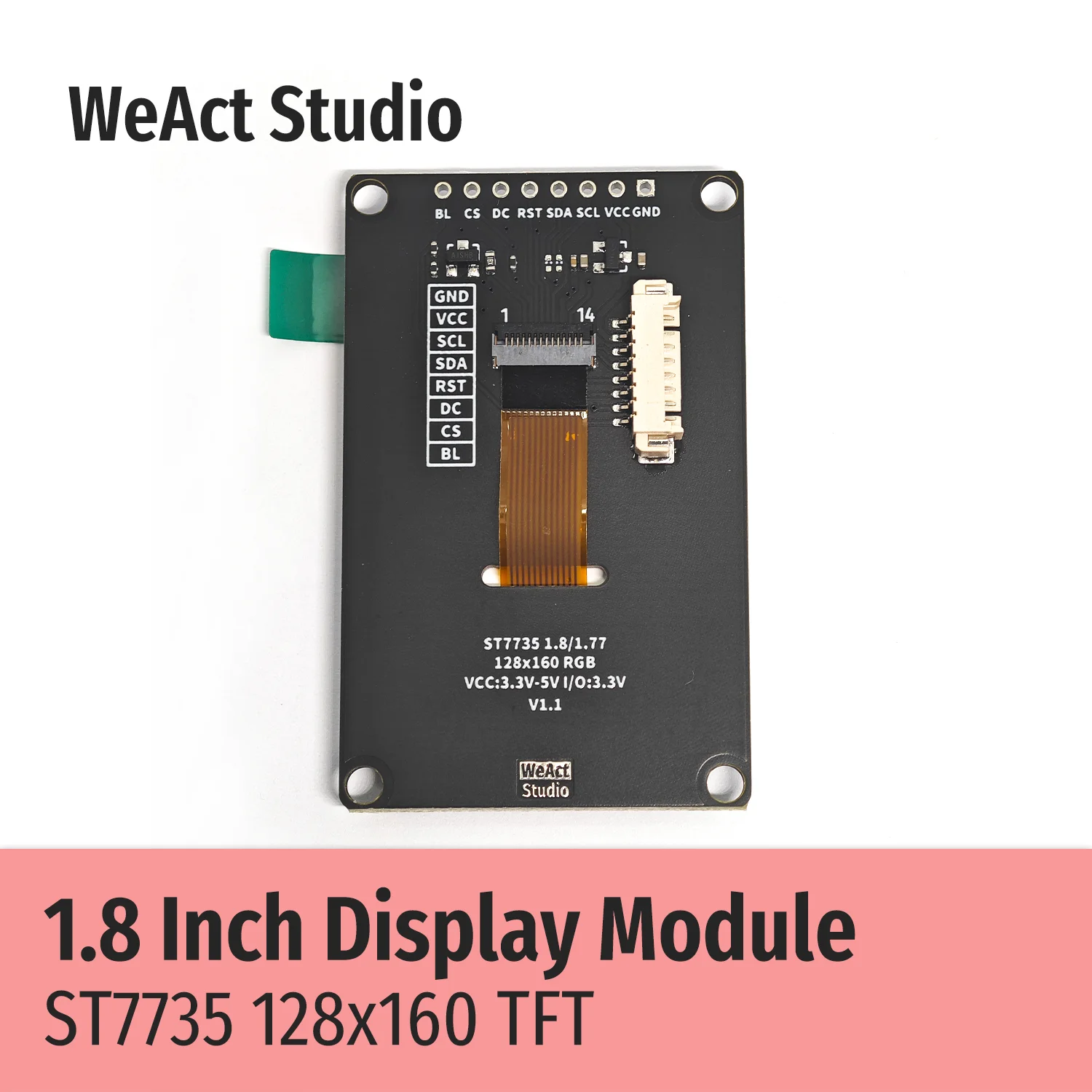 WeAct Ǯ ÷ LCD , 1.8 ġ TFT ÷, ST7735 ̺ IC, ǰ