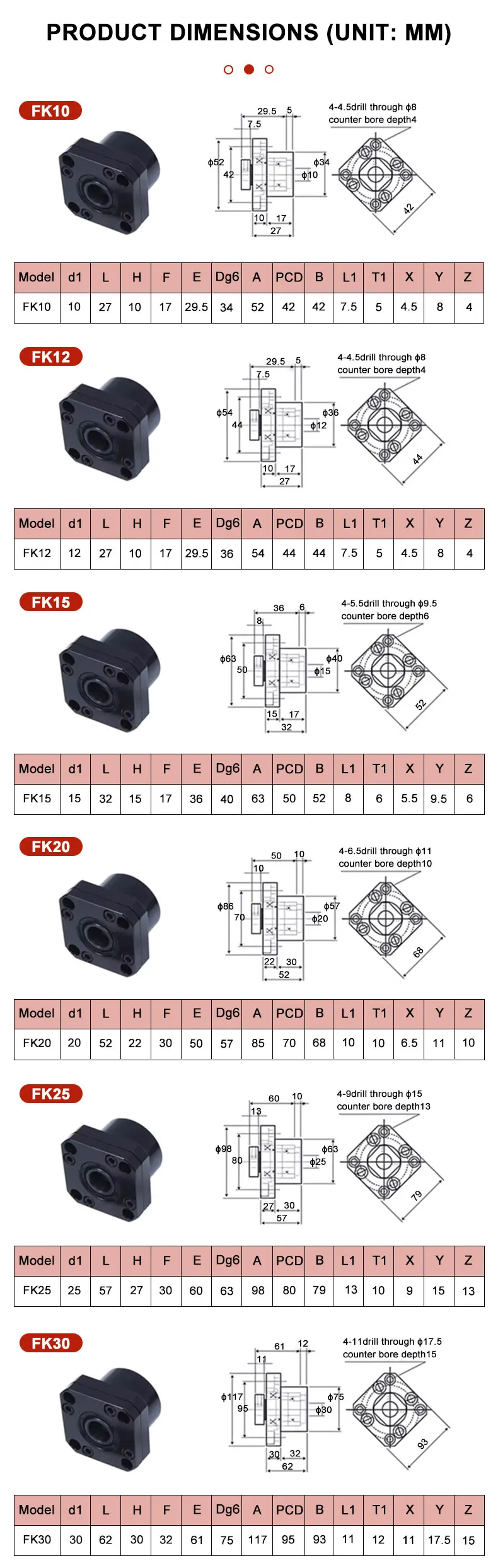 FK30 FF30 Kugelumlaufspindel-Endstützen für SFU4005/4010 Kugelumlaufspindel CNC-Teil FKFF30 Endstütze – Detail 7