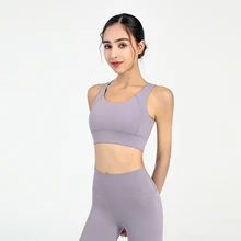  Yoga Bra Hollow Beautiful Back Shockproof Gather Breathable Pilates Fitness Sports Underwear 
